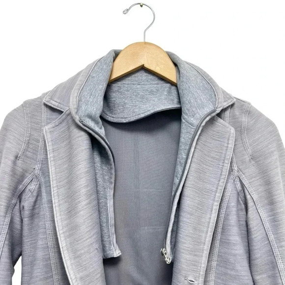 Lululemon Ride On Rock Blazer Moto Jacket Convertible Fossil Gray Size 4 - Picture 9 of 12